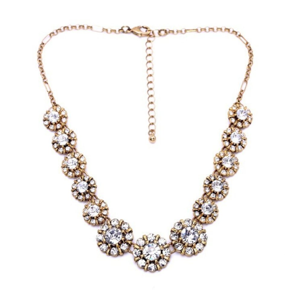 NS56 | Flower Vintage Dazzle Gold Toned Necklace